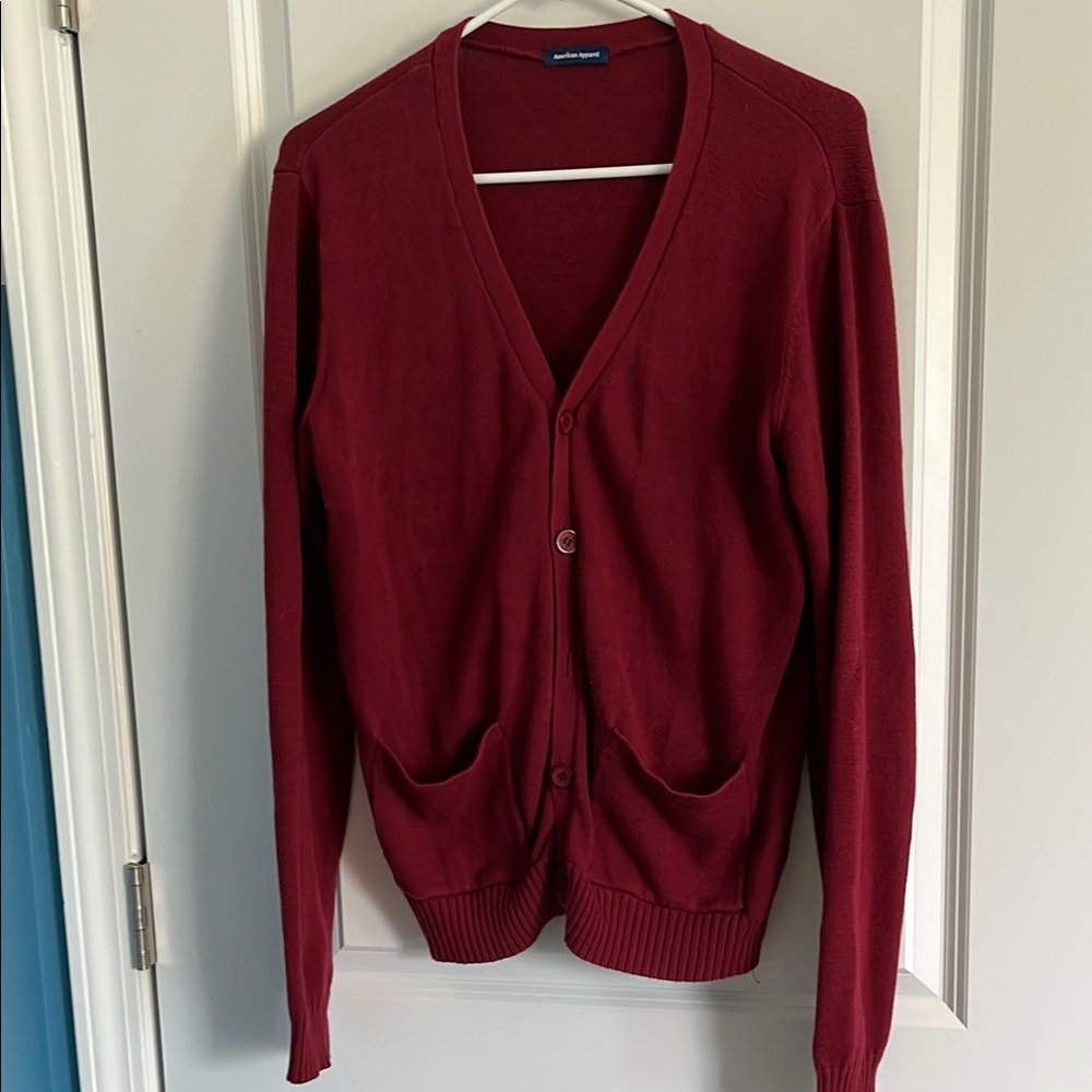 Men’s small burgundy cardigan